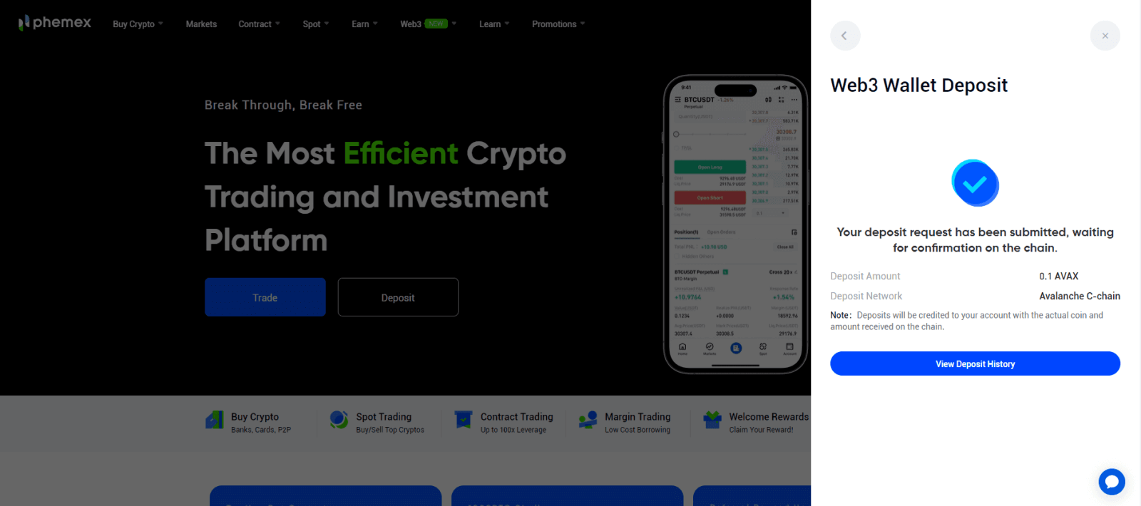 How to Login and Deposit on Phemex