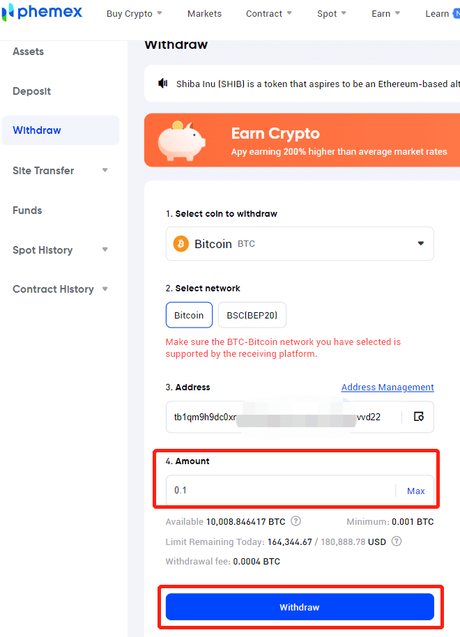 How to Open Account and Withdraw from Phemex