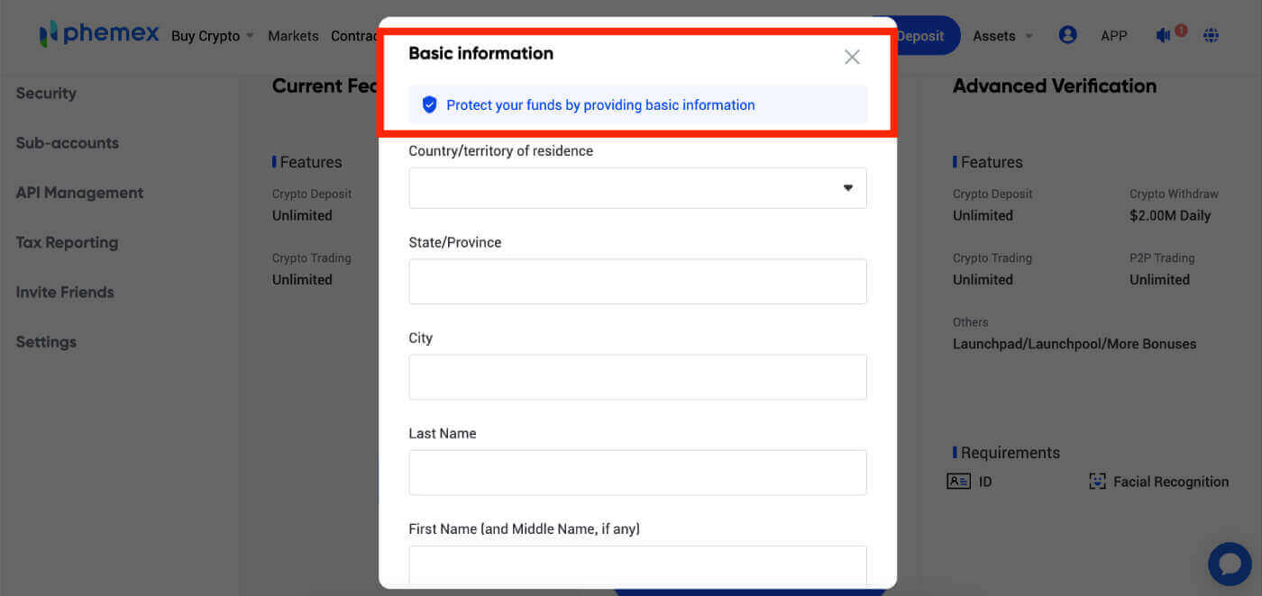 How to Verify Account on Phemex