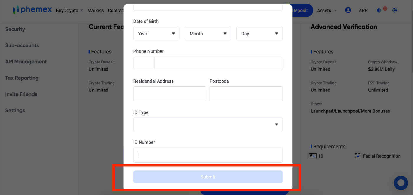 How to Verify Account on Phemex