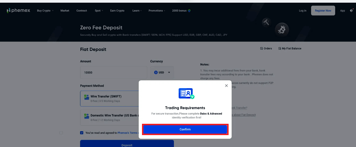 How to Withdraw and make a Deposit on Phemex