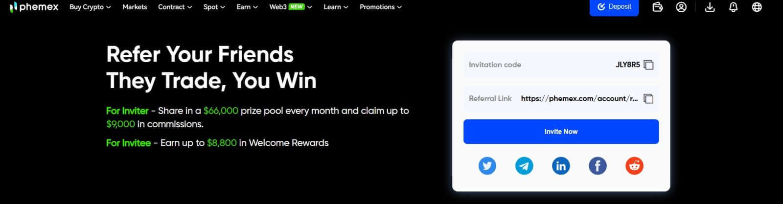 Phemex Refer Friends Bonus - up to 9,000 USDT